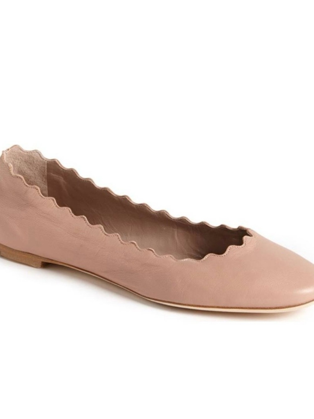 Chloe Scalloped-Edge Ballet Flat - Nude Pink